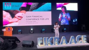 Rejina pitching at the FIKRA ACE Accelerator Demo Day, organised by Securities Commission Malaysia 1337 Ventures